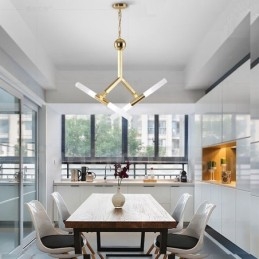 Nowoczesna współczesna lampa żyrandolowa 2-poziomowa z 4 światłami w kolorze złotym