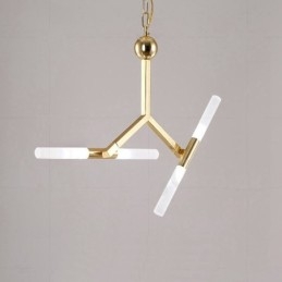 Nowoczesna współczesna lampa żyrandolowa 2-poziomowa z 4 światłami w kolorze złotym