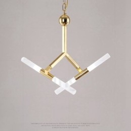 Nowoczesna współczesna lampa żyrandolowa 2-poziomowa z 4 światłami w kolorze złotym