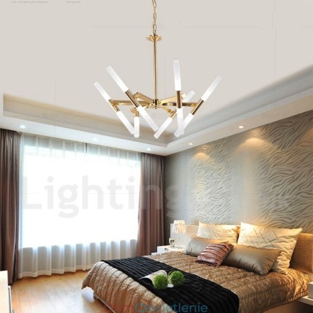 Nowoczesna współczesna lampa żyrandolowa 2-poziomowa 12-punktowa w kolorze złotym