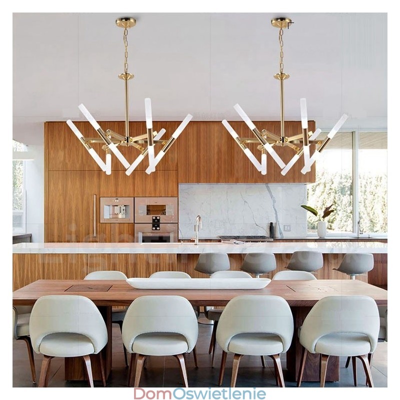 Nowoczesna współczesna lampa żyrandolowa 2-poziomowa 12-punktowa w kolorze złotym