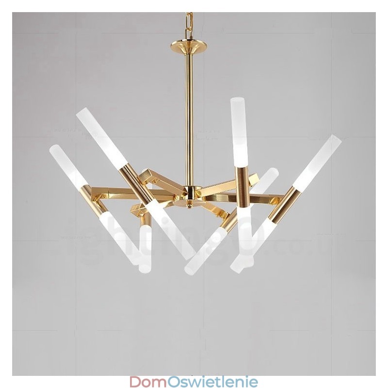 Nowoczesna współczesna lampa żyrandolowa 2-poziomowa 12-punktowa w kolorze złotym