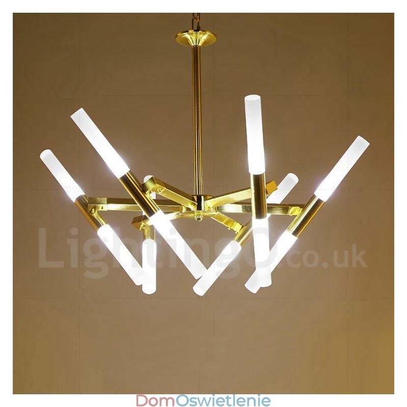 Nowoczesna współczesna lampa żyrandolowa 2-poziomowa 12-punktowa w kolorze złotym