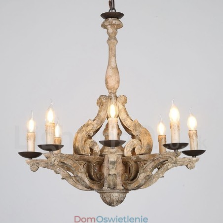 8-światłowa lampa żyrandolowa w stylu vintage retro z drewna 8-światłowa lampa żyrandolowa w stylu vintage retro z drewna