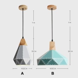Drewniana 1-światłowa nowoczesna współczesna metalowa lampa wisząca