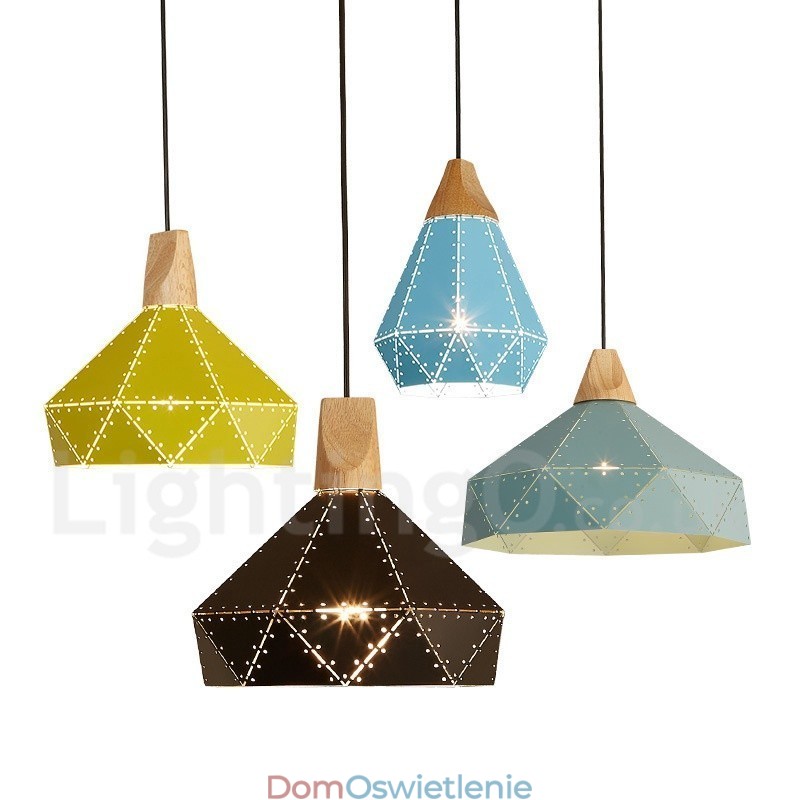 Drewniana 1-światłowa nowoczesna współczesna metalowa lampa wisząca