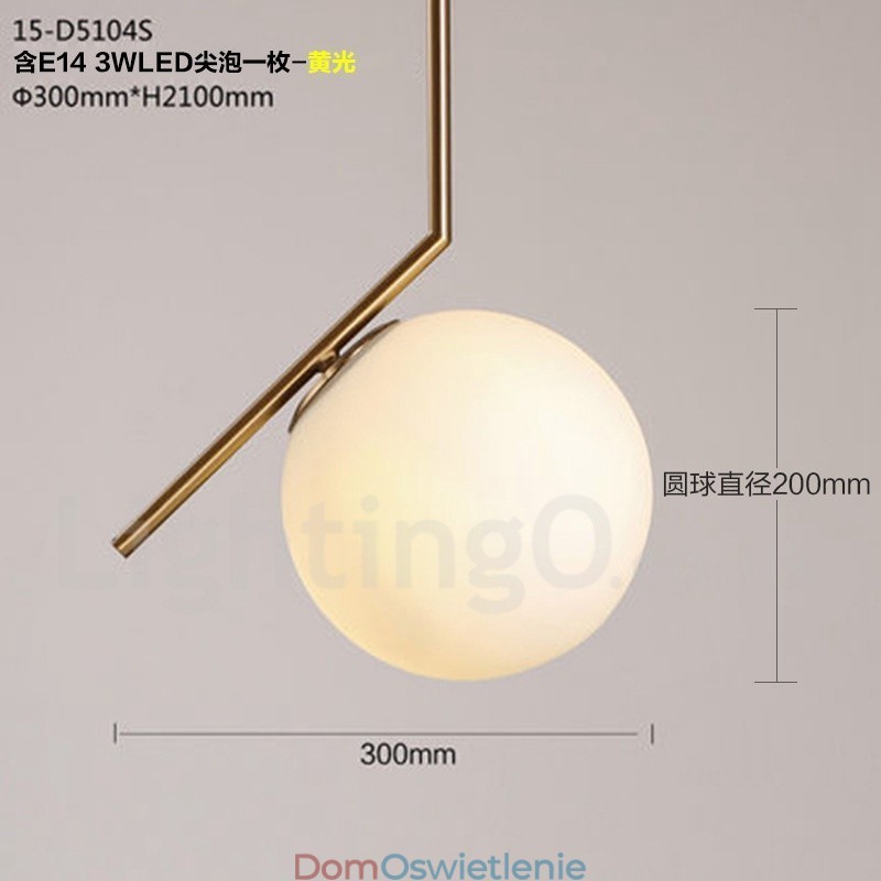 1-punktowa nowoczesna lampa wisząca z kloszem szklanym