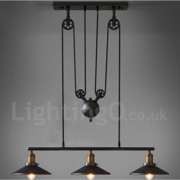 3-punktowa lampa wisząca z metalu w stylu vintage
