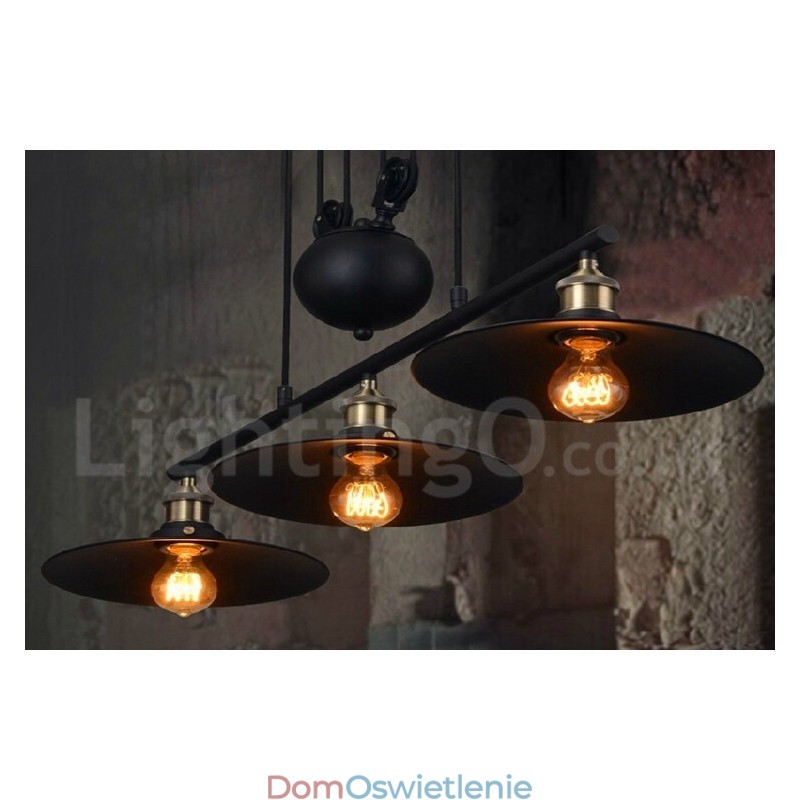 3-punktowa lampa wisząca z metalu w stylu vintage