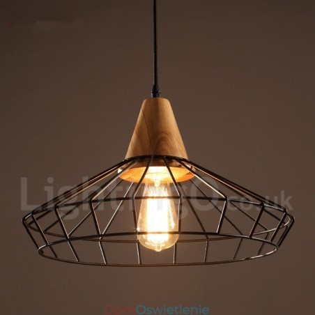 Lampa wisząca z metalu i drewna w stylu vintage Lampa wisząca z metalu i drewna w stylu vintage