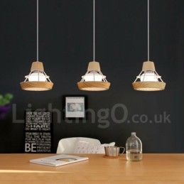Jadalnia Metalowa Drewniana Lampa Wisząca