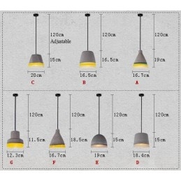 1 Światło Vintage Betonowa Lampa Wisząca