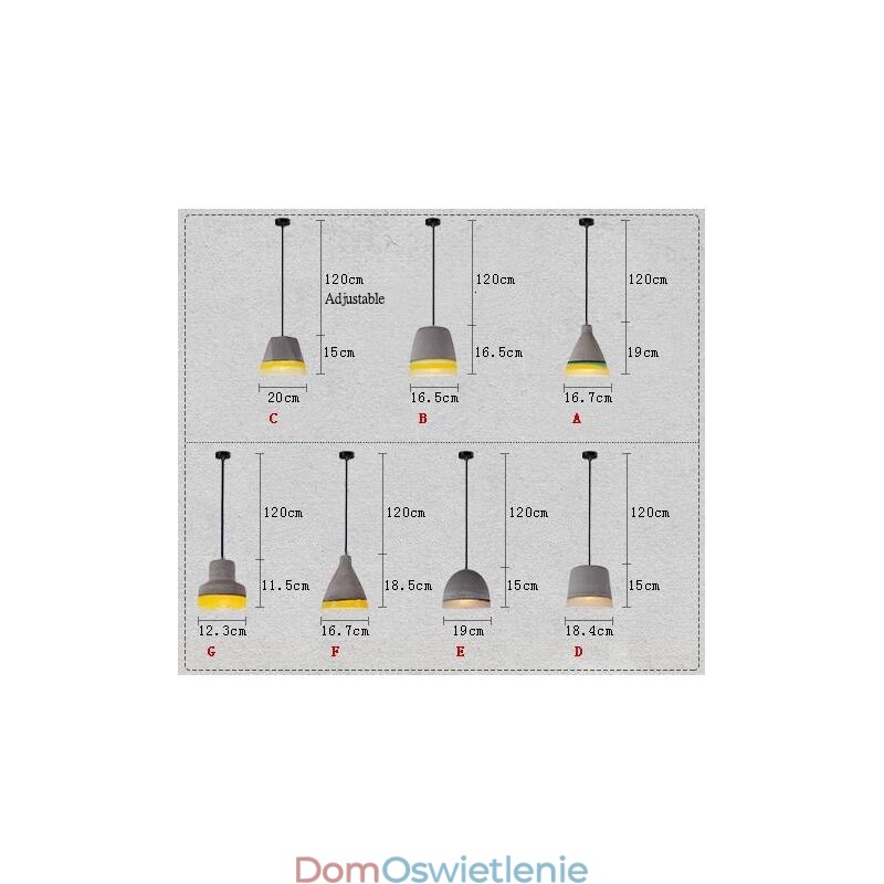 1 Światło Vintage Betonowa Lampa Wisząca