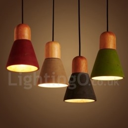 Nowoczesna współczesna lampa wisząca z drewna wielokolorowego z betonu