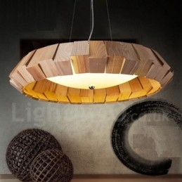 Nowoczesna współczesna lampa wisząca z drewna