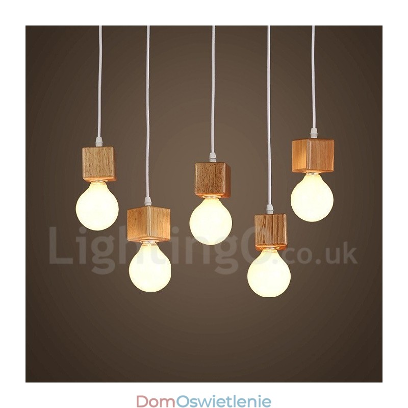 5-cio letnia lampa wisząca w stylu rustykalnym z drewna