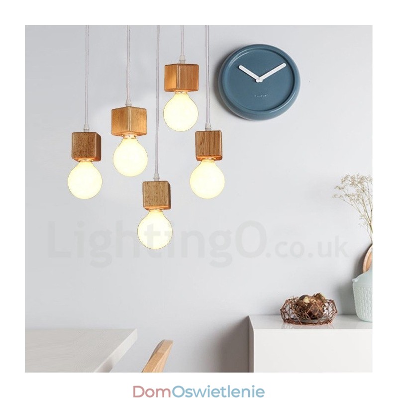 5-cio letnia lampa wisząca w stylu rustykalnym z drewna