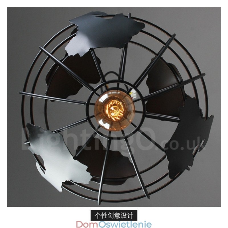 Wisząca lampa metalowa Country Vintage Globe