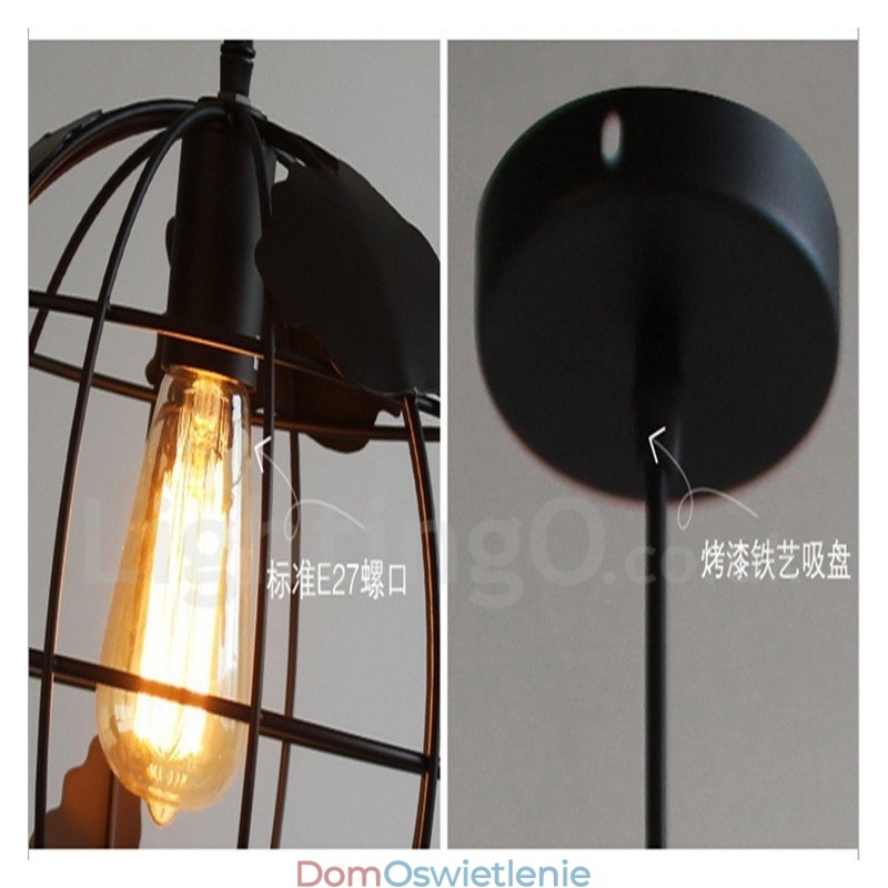 Wisząca lampa metalowa Country Vintage Globe