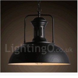 Czarna lampa wisząca z metalu w stylu vintage