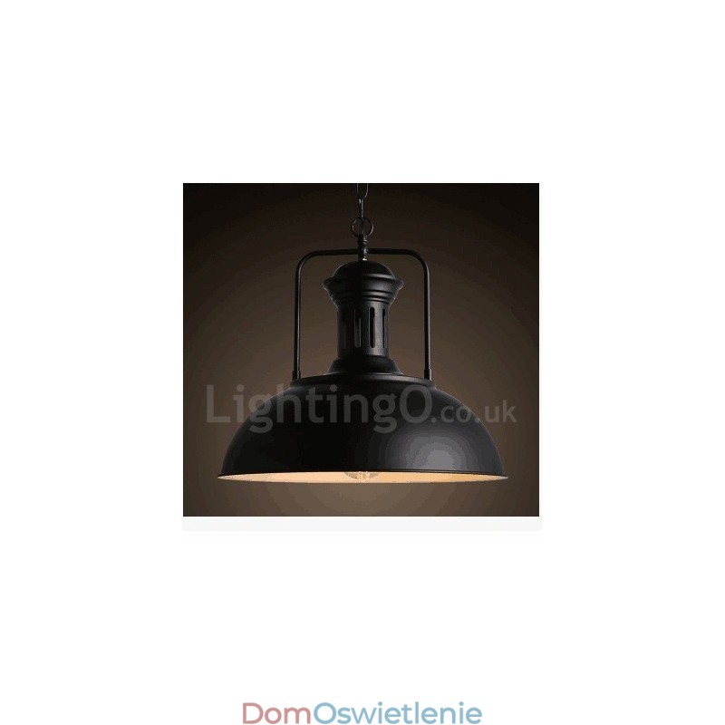 Czarna lampa wisząca z metalu w stylu vintage