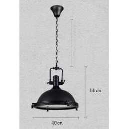 Czarna lampa wisząca z metalu w stylu vintage