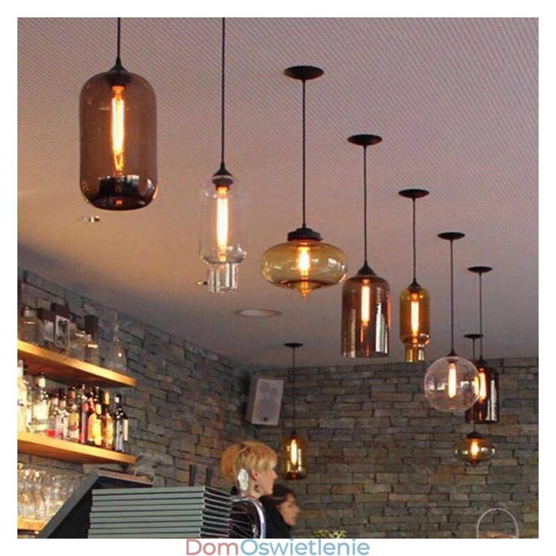 Nowoczesna współczesna wielokolorowa lampa wisząca ze szkła 1-punktowego