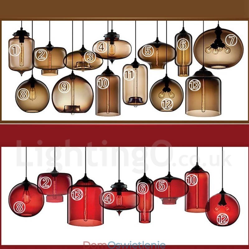 Nowoczesna współczesna wielokolorowa lampa wisząca ze szkła 1-punktowego