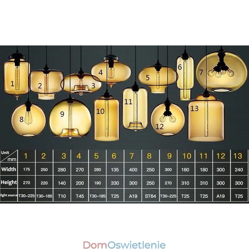 Nowoczesna współczesna wielokolorowa lampa wisząca ze szkła 1-punktowego
