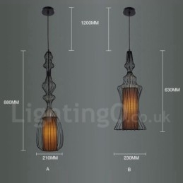 Wisząca lampa w kształcie wazonu z metalu w stylu rustykalnym