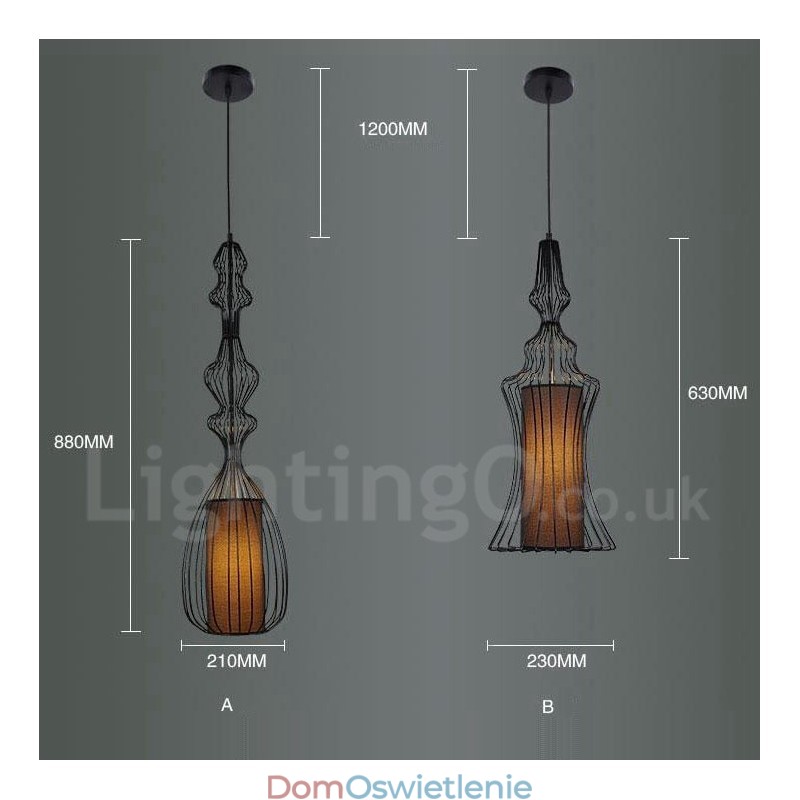 Wisząca lampa w kształcie wazonu z metalu w stylu rustykalnym