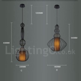 Wisząca lampa w kształcie wazonu z metalu w stylu rustykalnym