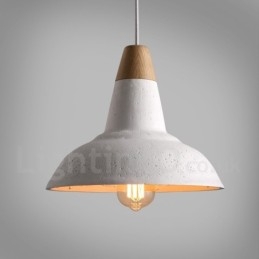 Nowoczesna współczesna lampa wisząca z 1 światłem z drewna i betonu
