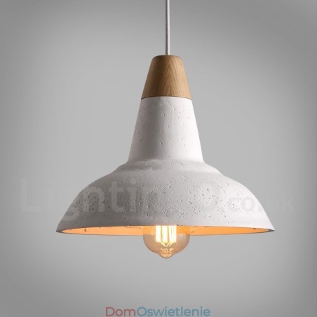 Nowoczesna współczesna lampa wisząca z 1 światłem z drewna i betonu Nowoczesna współczesna lampa wisząca z 1 światłem z drewna i betonu