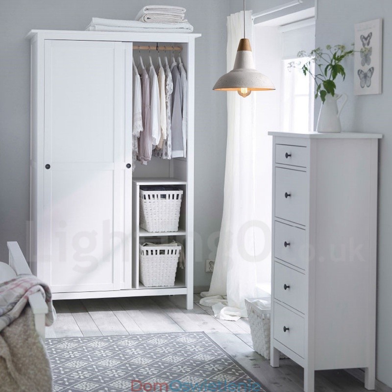Nowoczesna współczesna lampa wisząca z 1 światłem z drewna i betonu