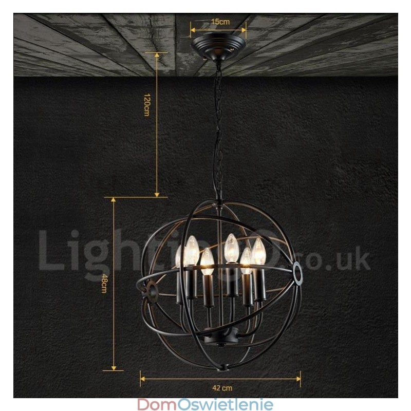 6-cio metrowe metalowe lampy wiszące w stylu vintage