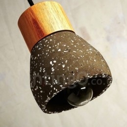 Nowoczesna współczesna lampa wisząca z 1 światłem z drewna i betonu