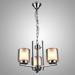 Żelazny galwanizowany żyrandol z kloszem szklanym Klasyczna lampa świecowa 3 głowice