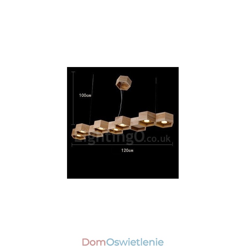7-kolorowa lampa wisząca z drewna w stylu nowoczesnym