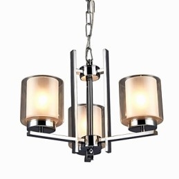 Żelazny galwanizowany żyrandol z kloszem szklanym Klasyczna lampa świecowa 3 głowice
