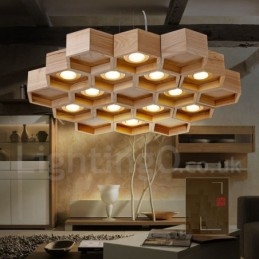 12 Jasnych Drewna Nowoczesnych Współczesnych Lamp Wiszących