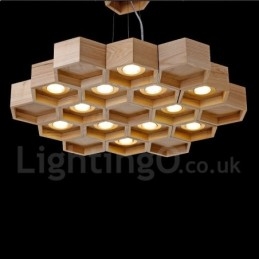 12 Jasnych Drewna Nowoczesnych Współczesnych Lamp Wiszących