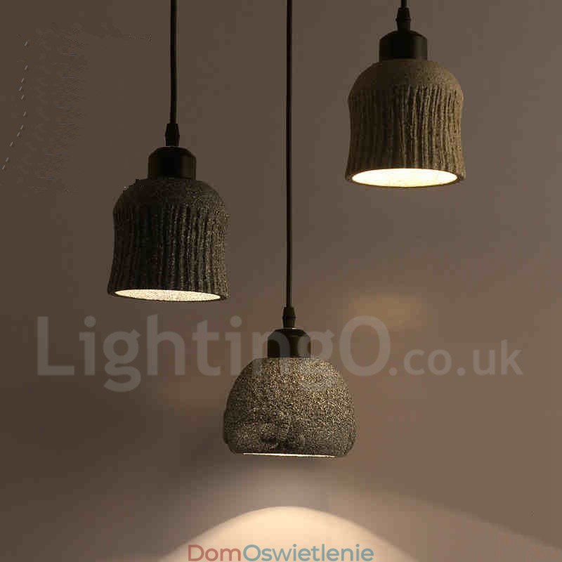 Retro Vintage Drewniana Betonowa Lampa Wisząca