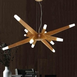 Nowoczesna współczesna lampa wisząca z drewna na 12 świateł