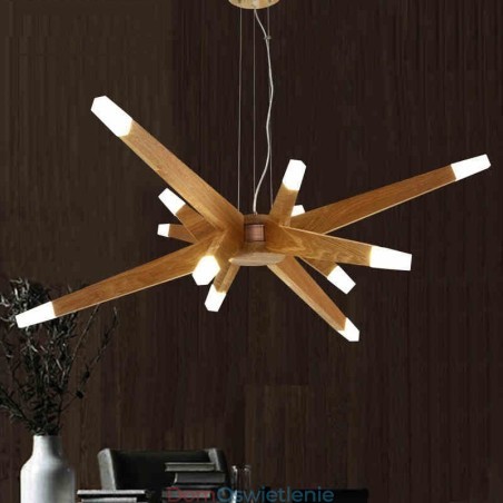 Nowoczesna współczesna lampa wisząca z drewna na 12 świateł Nowoczesna współczesna lampa wisząca z drewna na 12 świateł