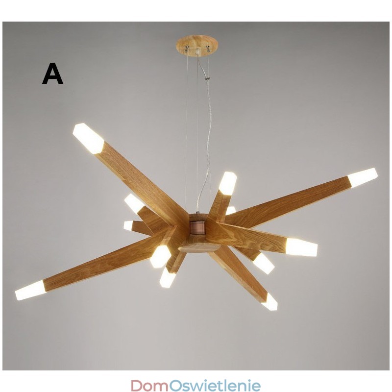 Nowoczesna współczesna lampa wisząca z drewna na 12 świateł