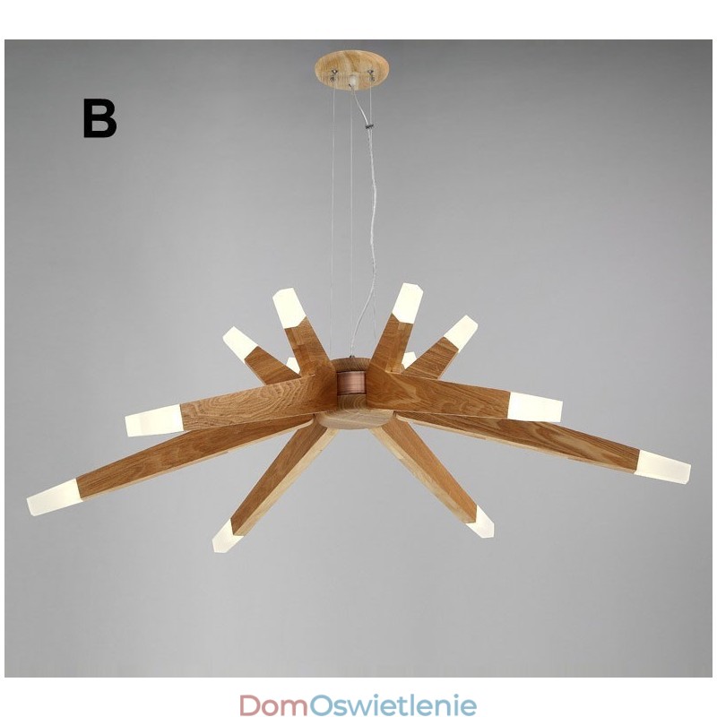 Nowoczesna współczesna lampa wisząca z drewna na 12 świateł