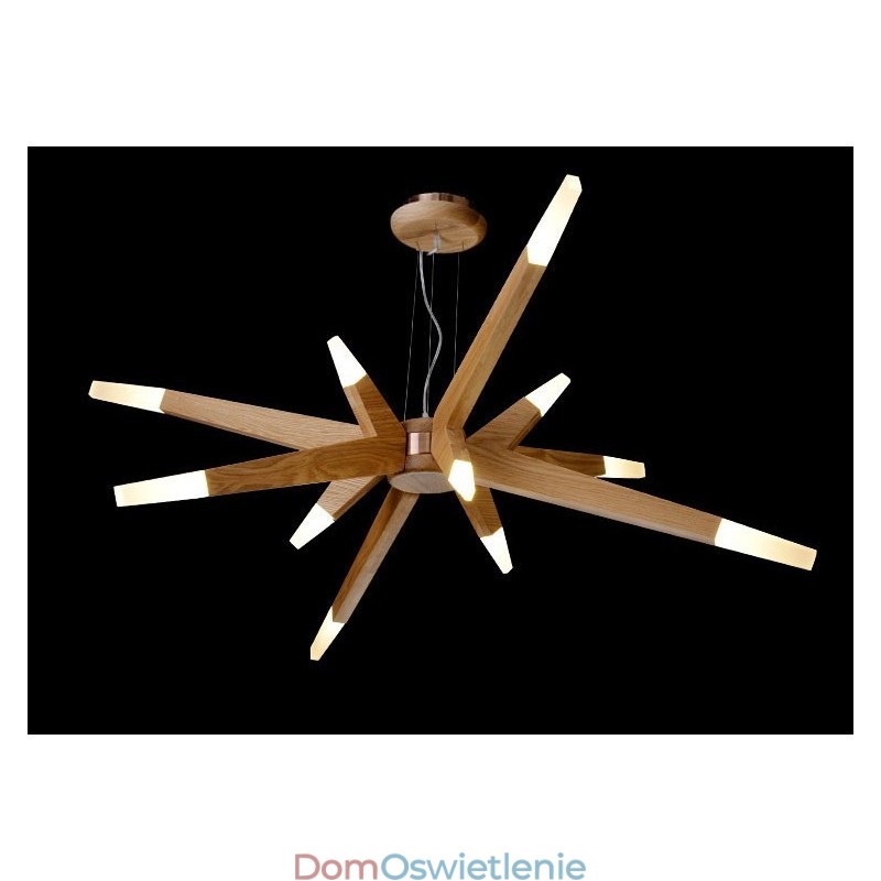 Nowoczesna współczesna lampa wisząca z drewna na 12 świateł