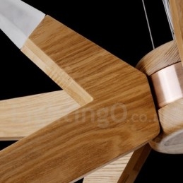 Nowoczesna współczesna lampa wisząca z drewna na 12 świateł