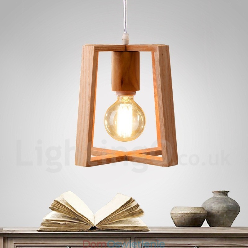 Drewniana nowoczesna współczesna lampa wisząca 1 światło